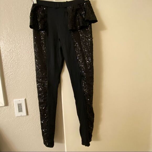 Weissman dance costume black sequins pants LE JAZZ HOT PEPLUM LEGGINGS Adult SA - Picture 9 of 11
